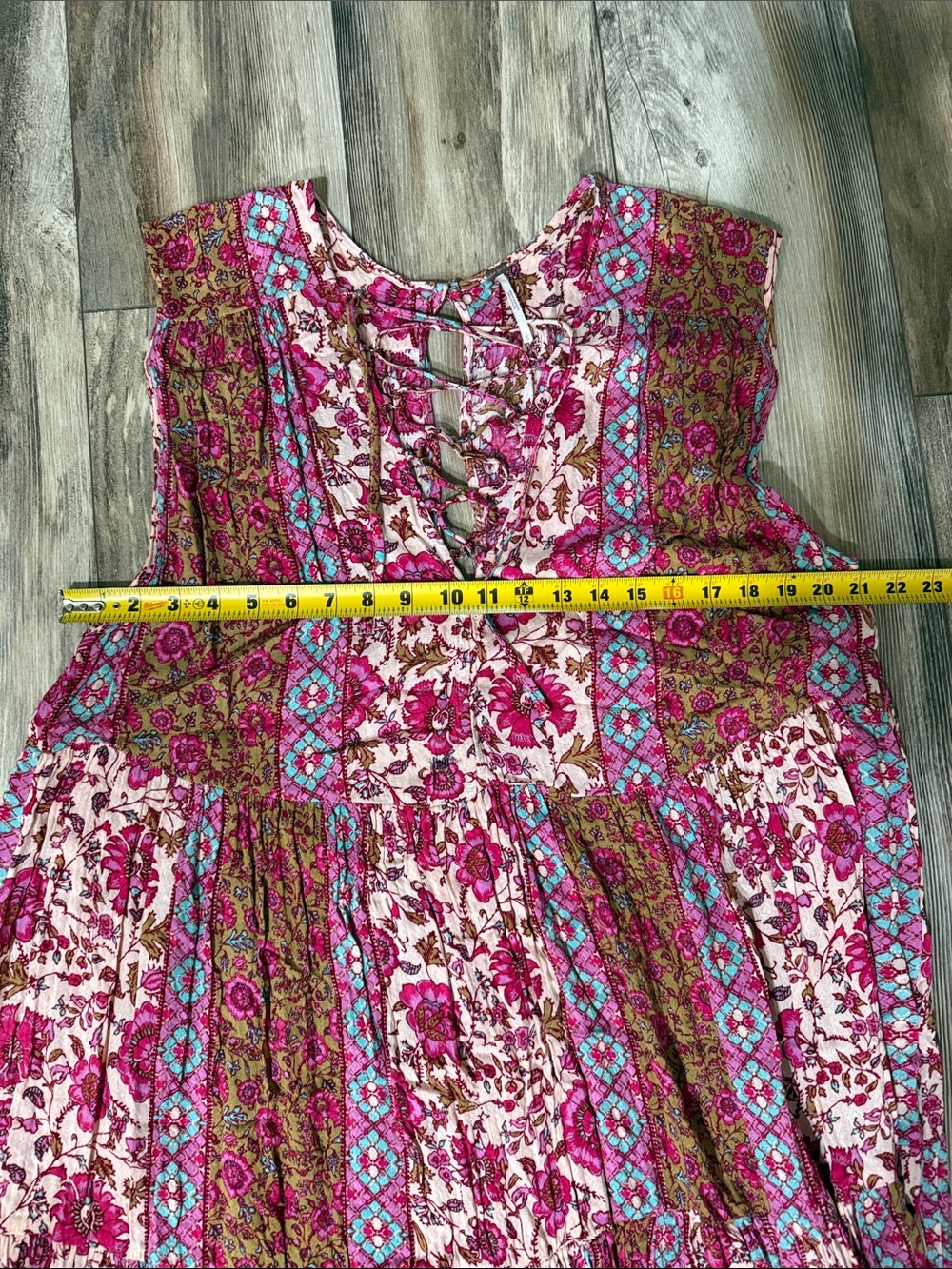 Free People Fuchsia Pink Floral Midi Oversized Dress Size L - Picture 7 of 8